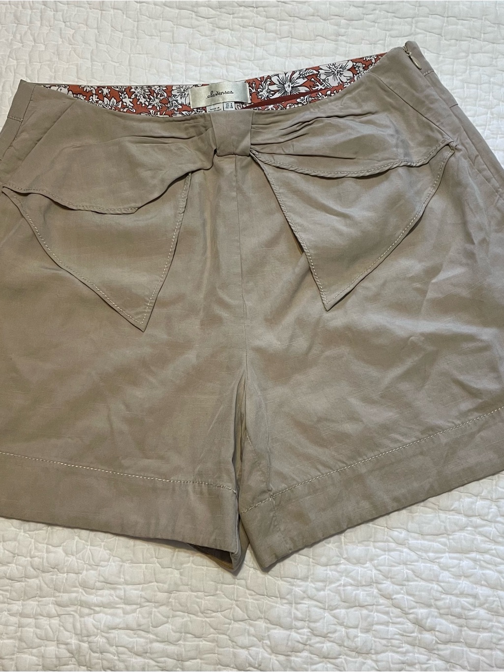 Anthropologie Elevenses Beige Bow-Front Women's Shorts